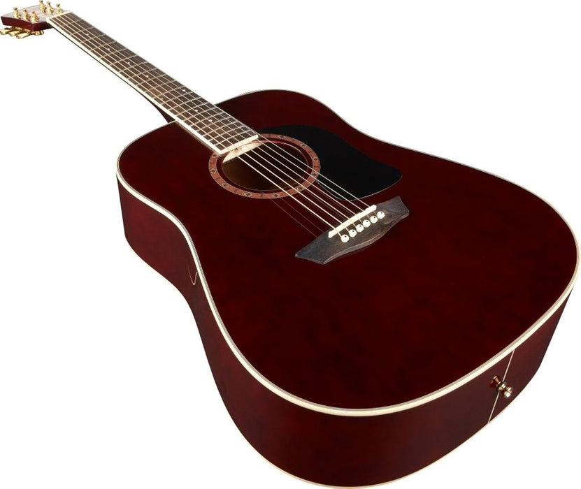 Washburn WD100DL Apprentice Dreadnought Acoustic Guitar Transparent Wine Red