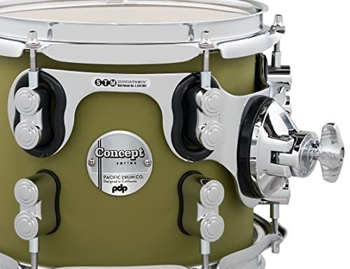 Pacific Drums & Percussion Drum Set PDP Concept Maple 7-Piece, Satin Olive Shell Pack (PDCM2217SO)