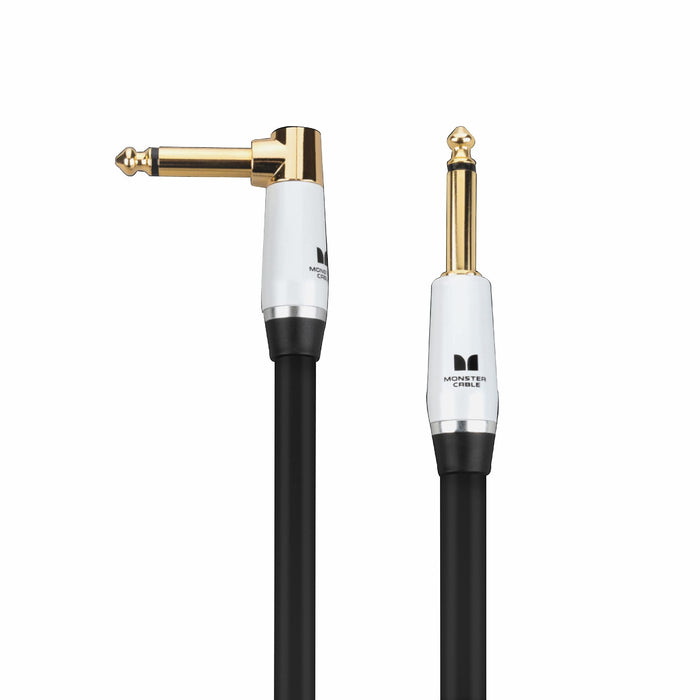 Monster Prolink Studio Pro 2000 Instrument Cable. 12 ft Right Angle to Straight Cable. 95% Copper Braided Electric Guitar Cable. Duraflex Protective Jacket w/ 24k Gold Contacts
