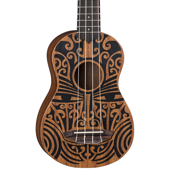 Luna Tribal Mahogany Soprano Ukulele, Satin Natural