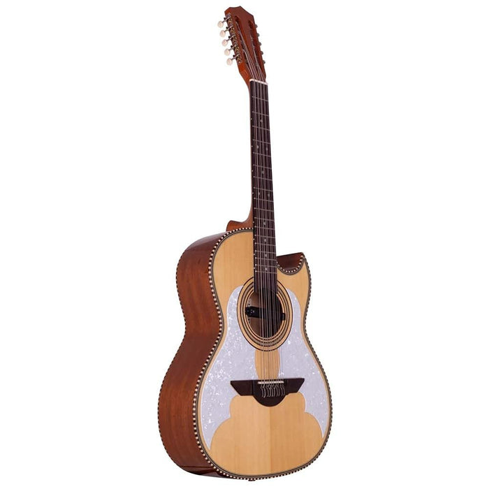 H. Jimenez El Murciélago Solid Spruce Top Bajo Quinto with Seymour Duncan Soundhole Pickup and Padded Gig Bag - Natural (LBQ3E)