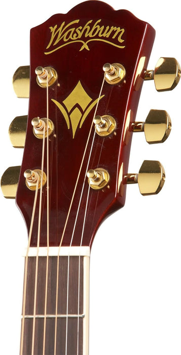 Washburn WD100DL Apprentice Dreadnought Acoustic Guitar Transparent Wine Red