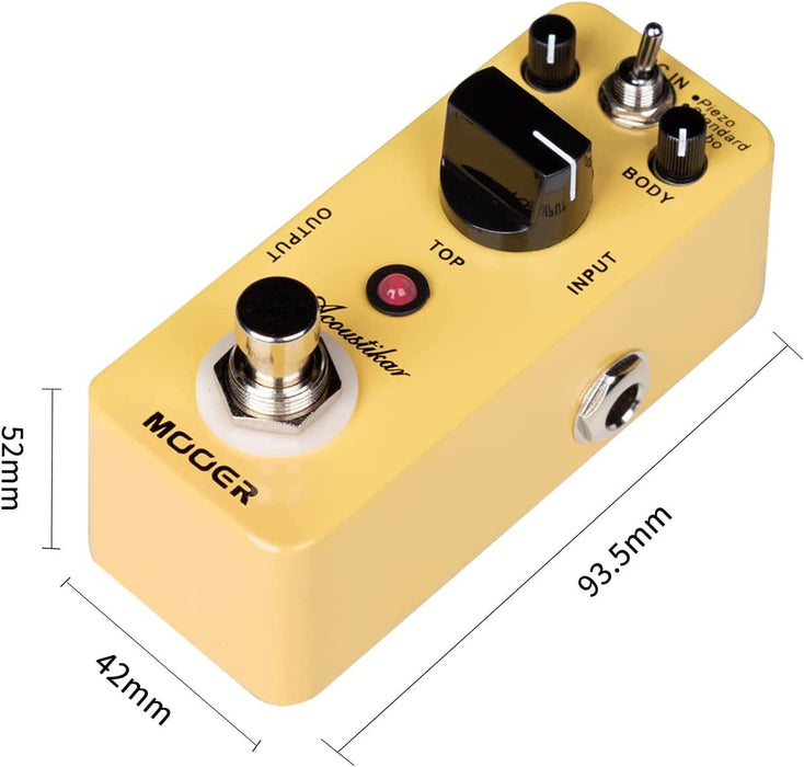 MOOER Acoustikar Acoustic Guitar Simulator Pedal, 3 Modes Piezo/Standard/Jumbo, Nature and Smooth Acoustic Guitar Sound