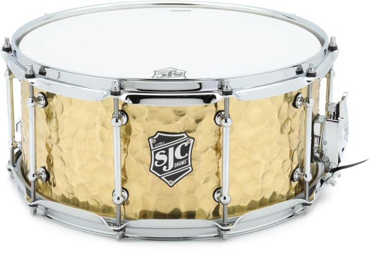 SJC Custom Drums Alpha Hammered Brass Snare Drum - 6.5 x 14-inch - Polished