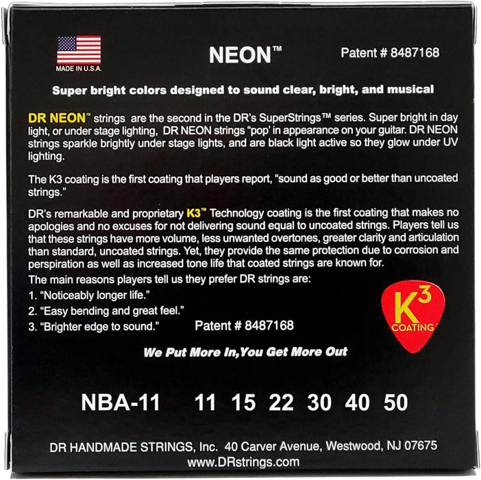 DR String Neon Blue Acoustic Guitar String Set (NBA-11)