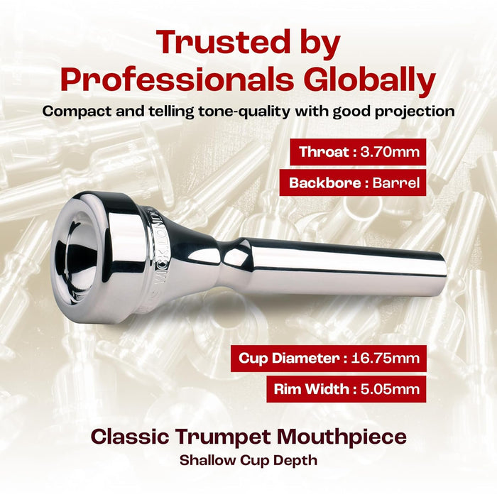 Denis Wick Classic Trumpet Mouthpiece, Silver Plated, 5882-3C - Barrel Backbore to Enhance Your Performance with a Clear Superior Sound, Precision, Response & Comfort - 16.75 x 5.05 x 3.7mm