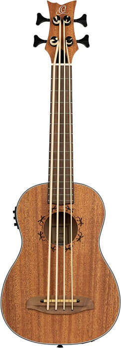 Ortega Guitars 4 String Lizard Series Acoustic-Electric Uke-Bass w/Bag, Right (LIZZY-BS-GB)