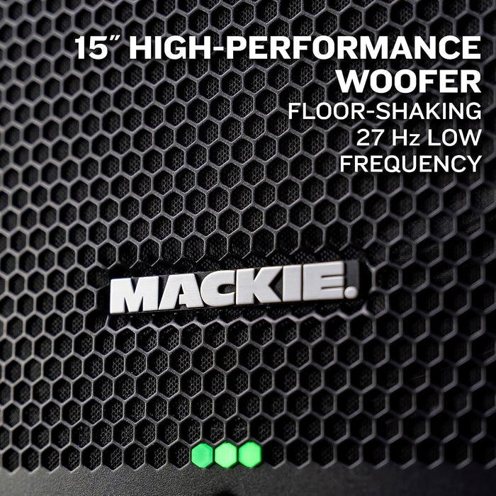 Mackie Thump15Sv4 15" Professional Powered Subwoofer feat. 132 dB SPL, 27 Hz Low Frequency, Selectable High Pass Modes, Phase Invert Switch, Built-in Carry Handles, Connect Any Loudspeakers, 1400W