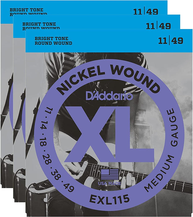 D'Addario EXL115 Electric 11-49 (3 Pack Bundle)