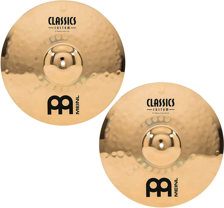 Meinl 15" Medium Hihat (Hi Hat) Cymbal Pair - Classics Custom Brilliant - Made in Germany, 2-YEAR WARRANTY (CC15MH-B)