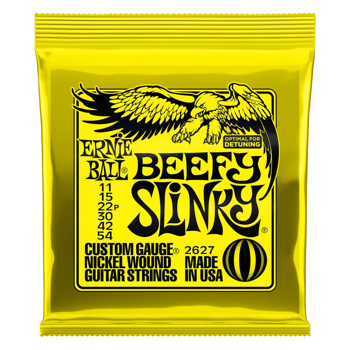 Ernie Ball P02627 Beefy Slinky Nickel Wound Electric Guitar Strings, 11-54 (2 Pack)