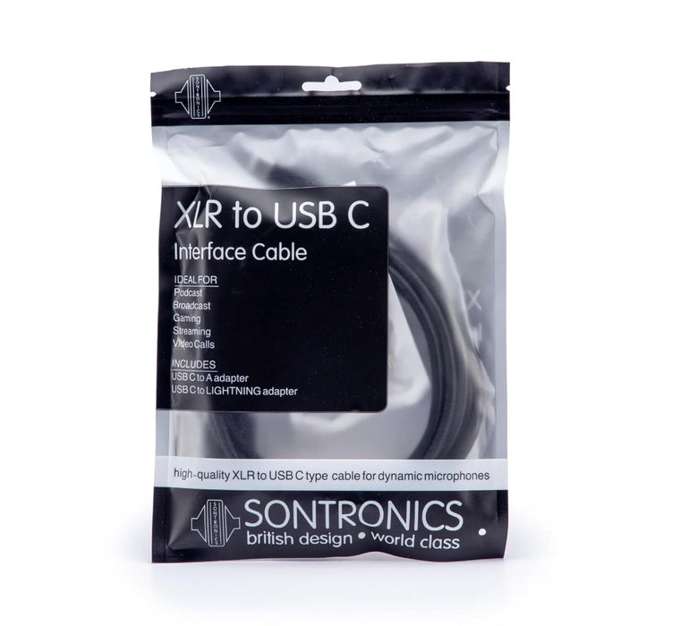 Sontronics XLR to USB-C Type Cable with Smartphone and USB-A Type Connectors, Black