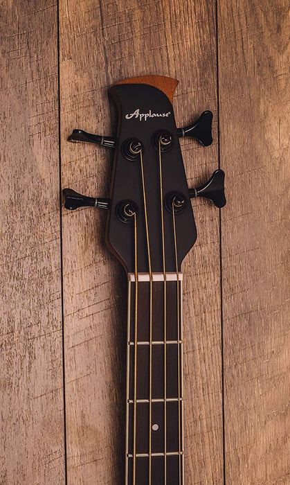 Ovation Applause 4 String Acoustic-Electric Bass Guitar, Right, Transparent Black Flame Maple (AEB4IIP-TBKF)