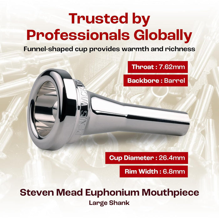 Denis Wick Steven Mead Euphonium Mouthpiece Silver Plated, 5880E-SM3.5 - Barrel Backbore for Balanced Airflow & Tone - Large Shank Fitting Euphonium Accessories Easy Articulation-26.40 x 6.80 x 7.6mm