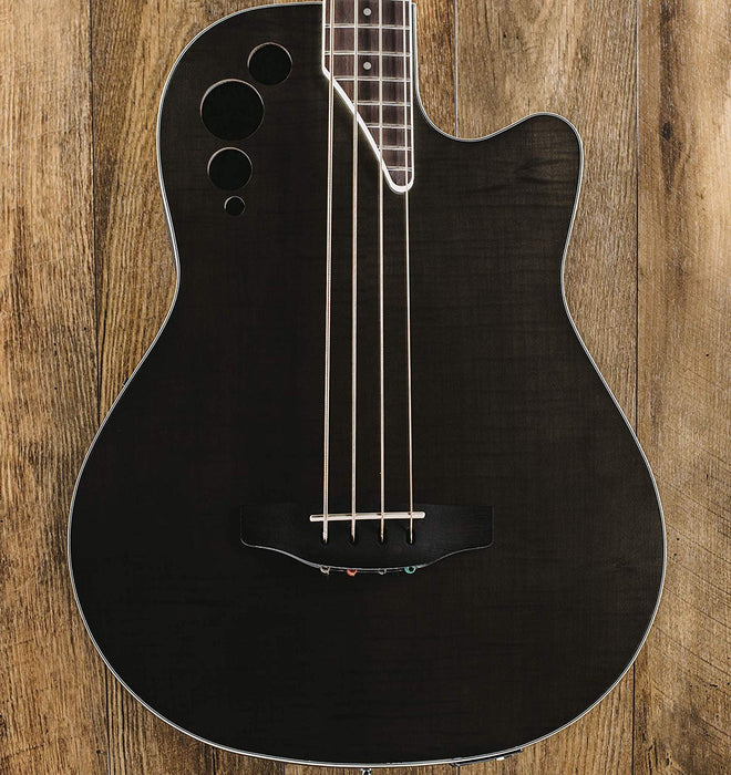 Ovation Applause 4 String Acoustic-Electric Bass Guitar, Right, Transparent Black Flame Maple (AEB4IIP-TBKF)