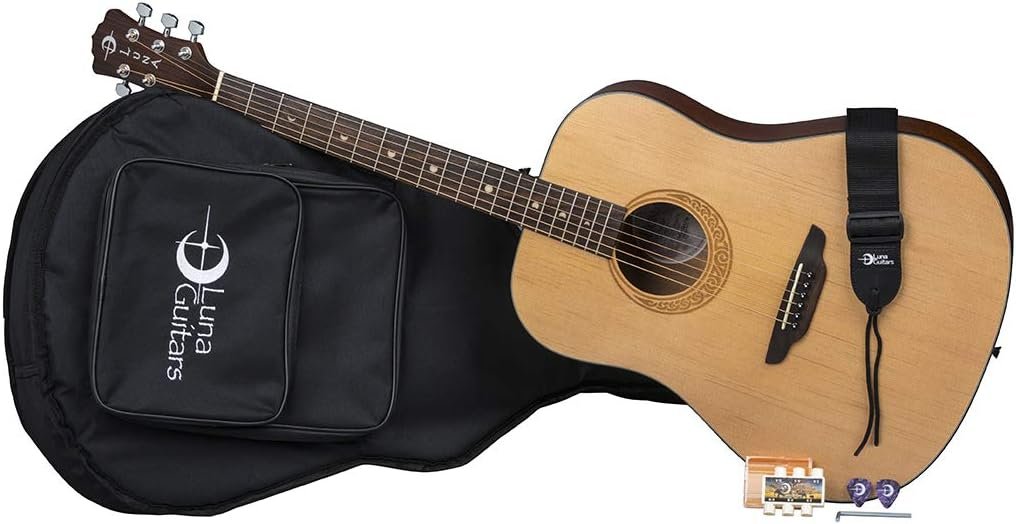 Luna Gypsy Series Muse Dreadnought Acoustic Guitar with Case (GYP MUS PK)