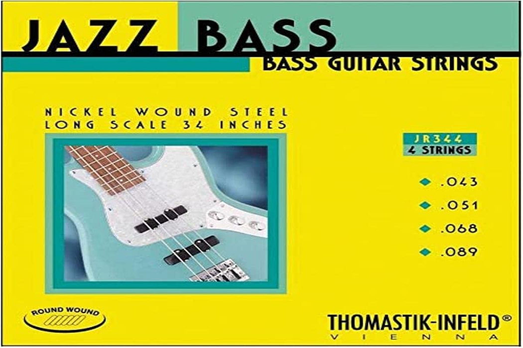 Thomastik-Infeld Bass Guitar Strings: Jazz Round Wound 4-String Long Scale Set; Pure Nickel Rounds G, D, A, E Set