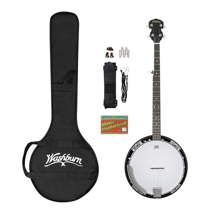 Washburn B8 Pack Americana Series (5 String) Banjo Pack, Natural (B8K-A-U)