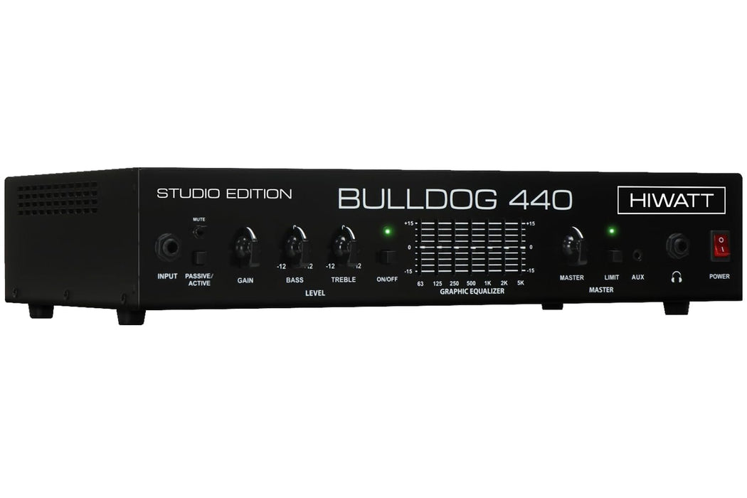 Hiwatt Bulldog 440 Studio 500W Bass Amplifier Head with 7 Band Graphic EQ, Black, BD440STUDIO