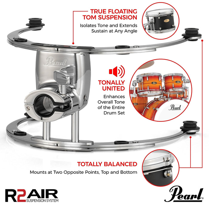 Pearl R2 Air Tom, W/Traditional 7/8" Tube Receiver Mounting System (R2AS100910/C)