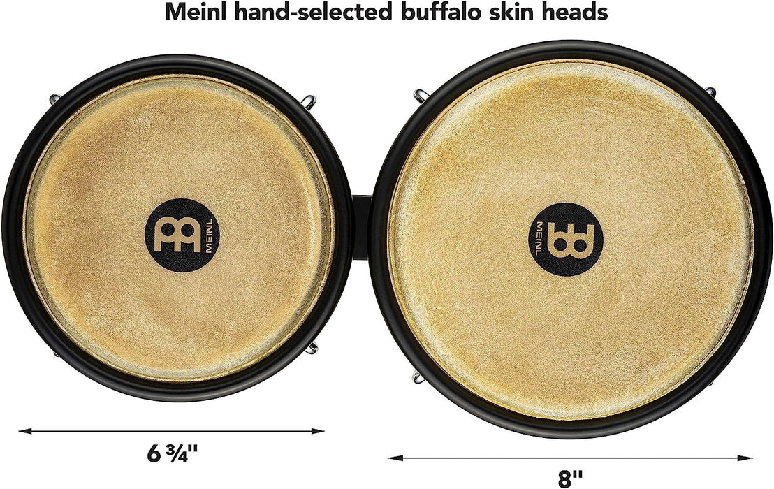 Meinl Percussion Bongos with Rubberwood Stave Shells — NOT Made in China — Natural Buffalo Skin Heads, 2-Year Warranty, (HB100NT)