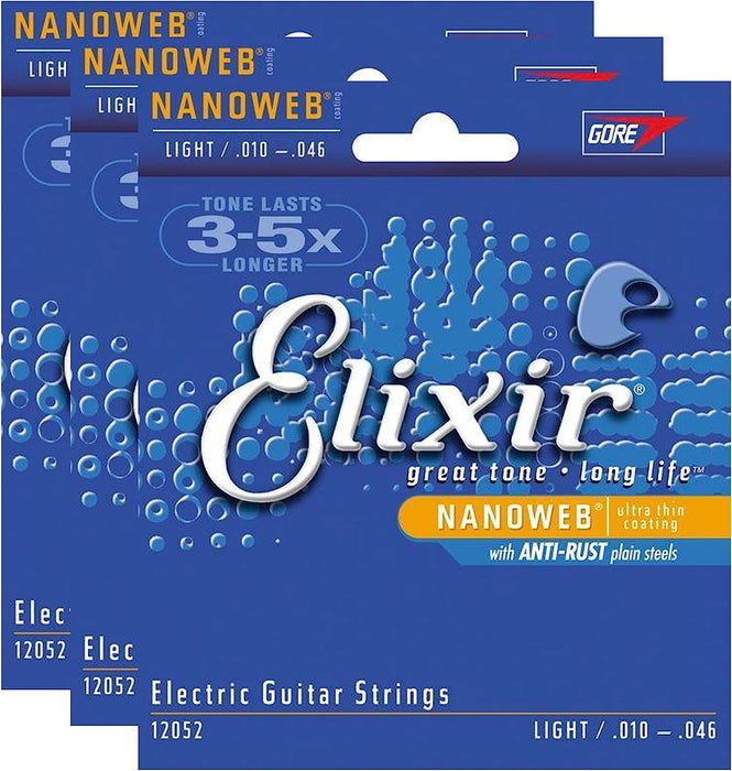 Elixir 12052 Electric Nano Light 10-46 (3 Pack Bundle)