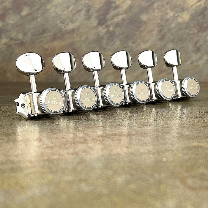 Gotoh Nickel Locking Tuners, 6-in-a-line, Magnum Lock Trad (SD91-MGT-05M-L6-N)