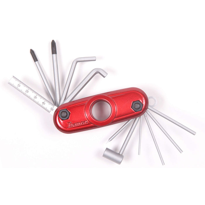 Ibanez MTZ11-BBK Guitar Multi-Tool - 11-in-1 Compact Setup Tool Kit, Red