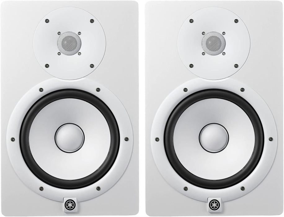 YAMAHA HS8 8-Inch Powered Studio Monitor (White, 2-Pack) Bundle (2 Items)