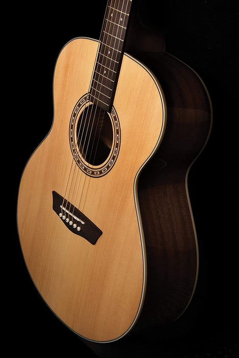 Washburn Harvest Grand Auditorium Acoustic Guitar, Natural Gloss (WG7S-A-U)