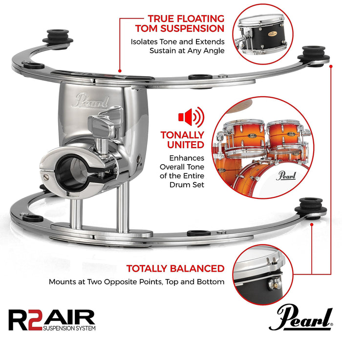 Pearl R2 Air Tom, W/Traditional 7/8" Tube Receiver Mounting System (R2AS130910/C)