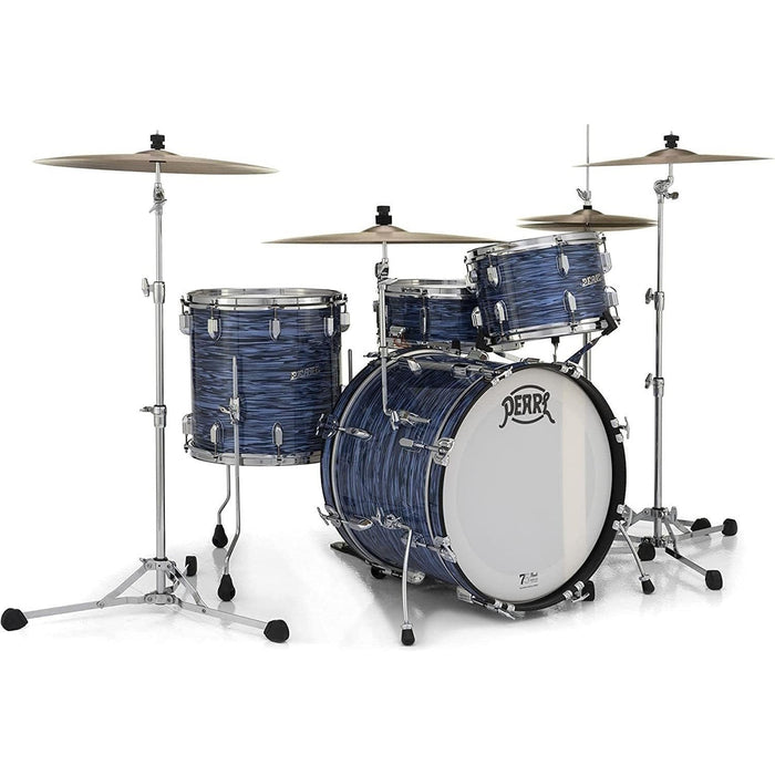 Pearl President Series Deluxe 3-piece 75th Anniversary Edition Shell Pack in Ocean Ripple (#767) covered finish featuring 22"x14" Bass Drum w/Cymbal Holder, 13"x9" Tom, and 16"x16" Floor Tom