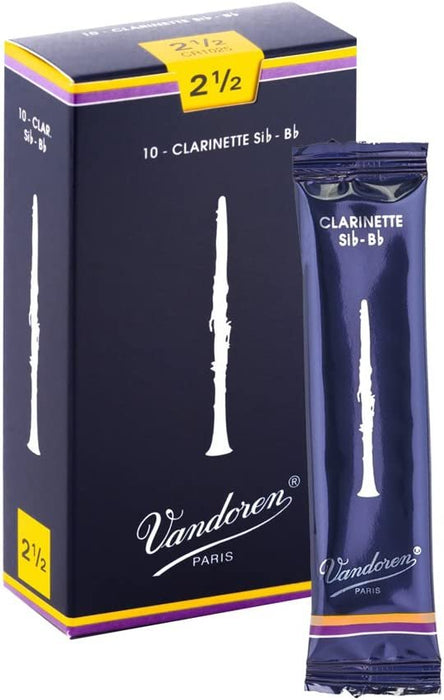 Vandoren CR1025 Bb Clarinet Traditional Reeds Strength 2.5; Box of 10