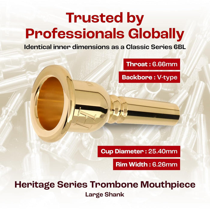 Denis Wick Heritage Trombone Mouthpiece Gold-Plated 3180G-5BS Small Shank