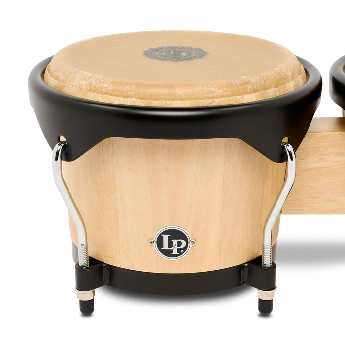 Latin Percussion LP601NYII City II Series Bongo Set with Double Stand 7” & 8” Natural