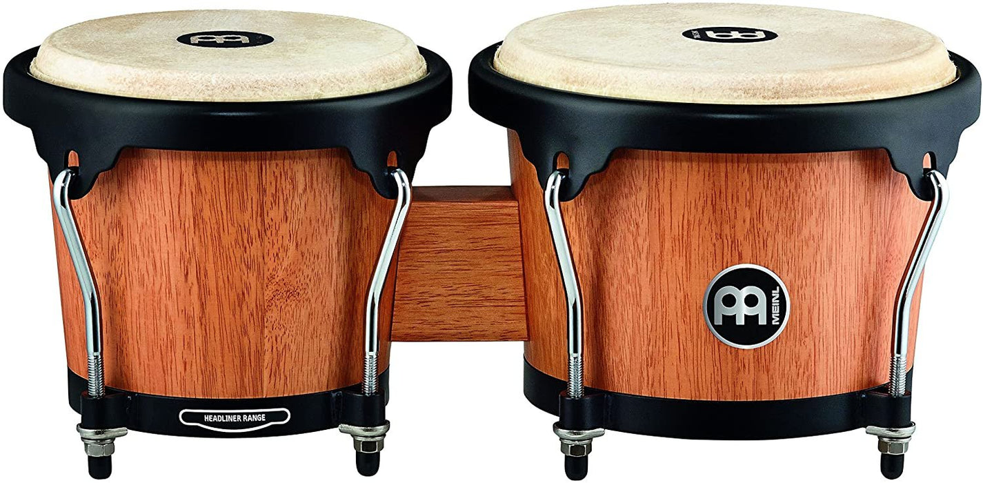 Meinl Percussion Bongos with Rubberwood Stave Shells — NOT Made in China — Natural Buffalo Skin Heads, 2-Year Warranty, (HB100NT)