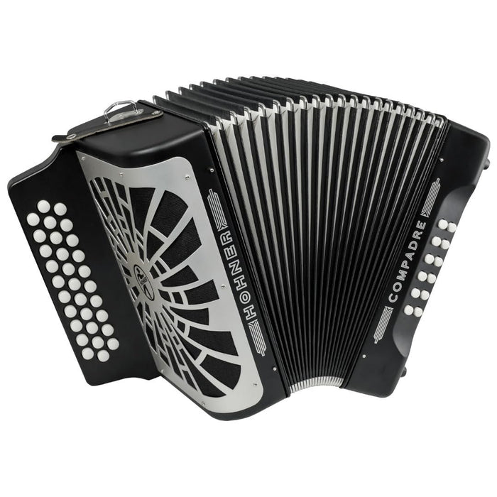 Hohner Compadre FBbEb Musica Tipica Series Accordion (Black) - 12 Basses, 62 Notes, Standard Straps with Gig Bag