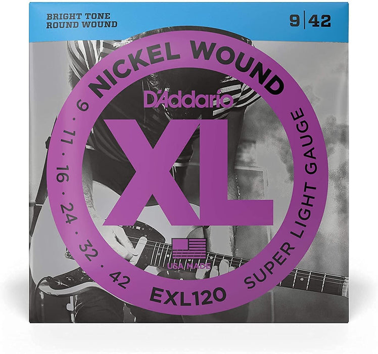 D'Addario Super Light Nickel Wound Electric Guitar Strings 9-42 2 Pack