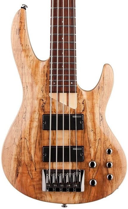 ESP LTD B-205SM Spalted Maple Five-String Bass Guitar, Natural Satin