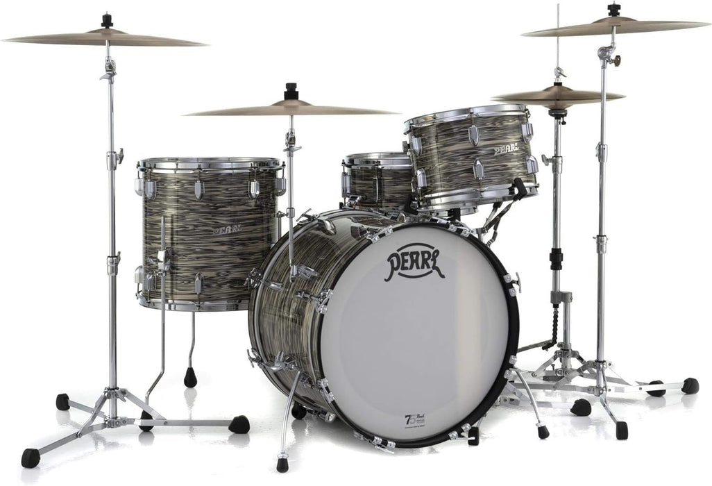 Pearl President Series Deluxe 3-piece 75th Anniversary Edition Shell Pack in Ocean Ripple (#767) covered finish featuring 22"x14" Bass Drum w/Cymbal Holder, 13"x9" Tom, and 16"x16" Floor Tom