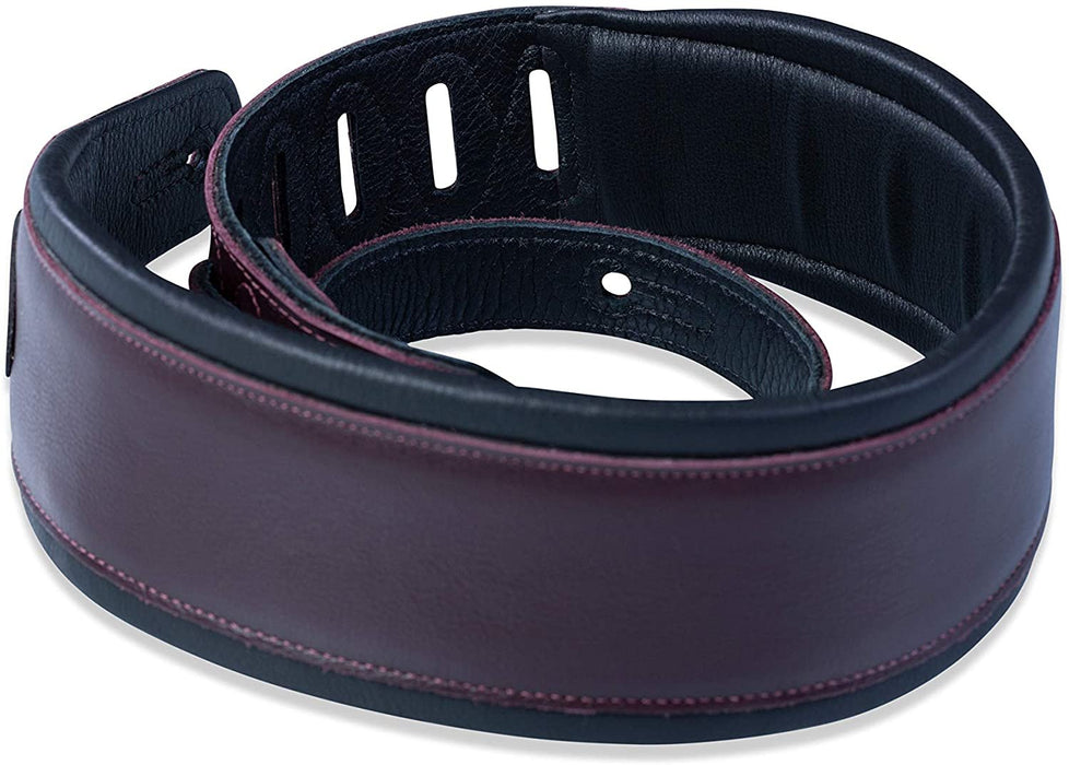 Levy's Leathers 3" Signature Series Leather Guitar Strap with Foam Padding and Leather Backing; Burgundy (MSS2-BRG)