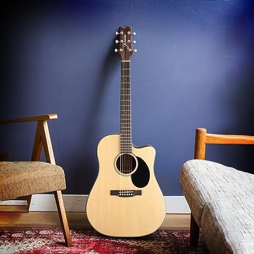 Jasmine J-Series Acoustic-Electric Guitar, Natural (JD36CE-NAT-U)