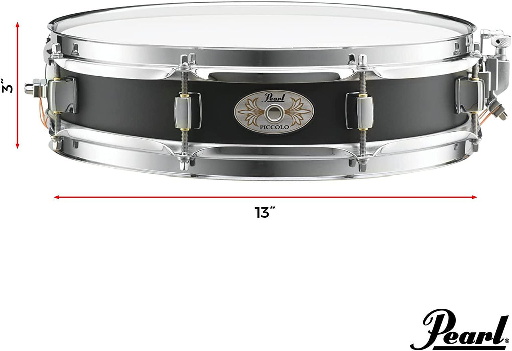 Pearl 13x3" Black Steel Effect Piccolo Snare Drum - Black (S1330B)