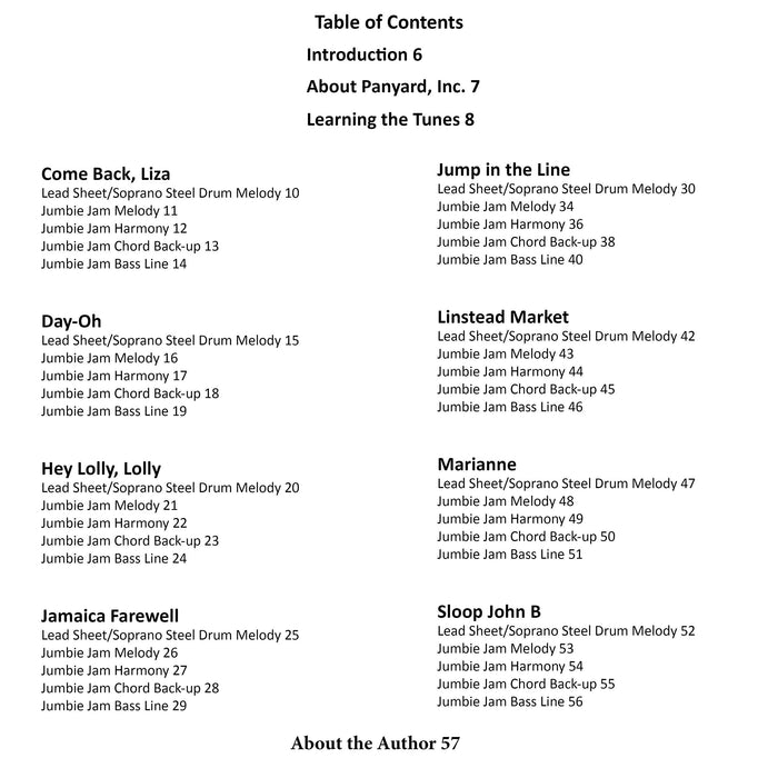 Panyard Jumbie Jam Island Tunes Song Book