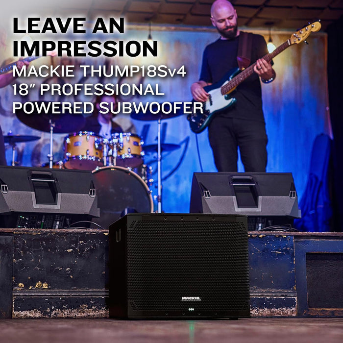 Mackie Thump18Sv4 18" Professional Powered Subwoofer feat. 132 dB SPL, 25 Hz Low Frequency, Selectable High Pass Modes, Phase Invert Switch, Built-in Carry Handles, Connect Any Loudspeakers, 1400W