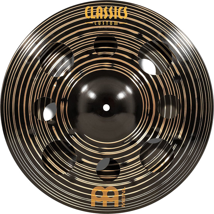 Meinl Cymbals Classics Custom Dark 16" Trash Stack Pair with Holes — Made in Germany — for Rock, Metal and Fusion, 2-Year Warranty (CC-16DASTK)