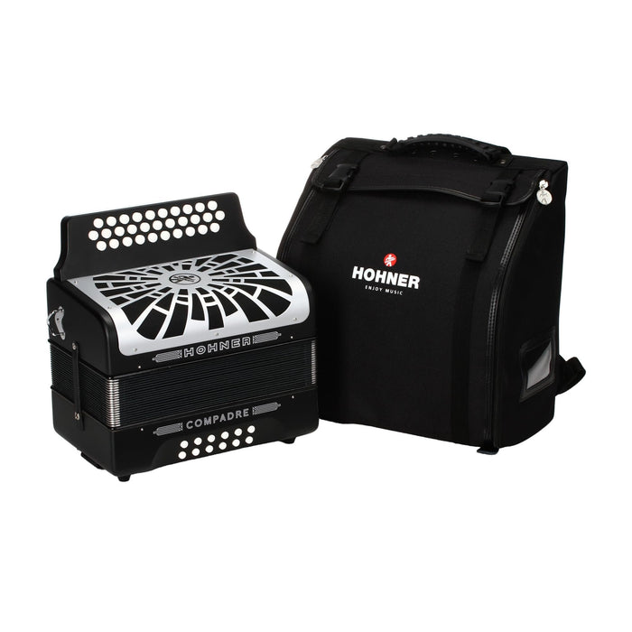 Hohner Compadre FBbEb Musica Tipica Series Accordion (Black) - 12 Basses, 62 Notes, Standard Straps with Gig Bag