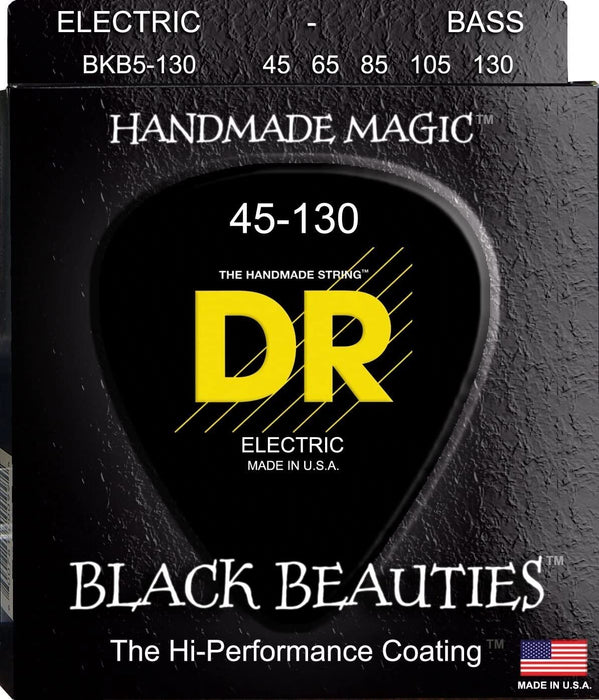 DR Strings BLACK BEAUTIES Black Coated 5-String Bass Strings Medium (45-130)