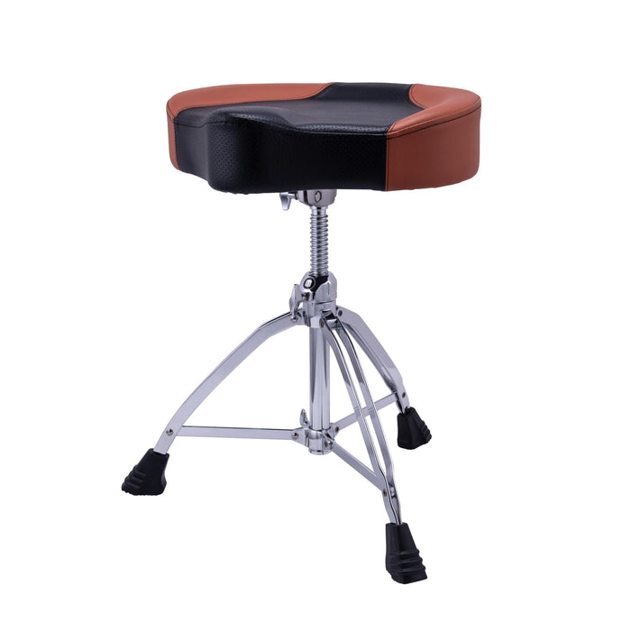 Mapex 800 Series Double Braced 3-Leg Leatherette Breathable Saddle Throne - Brown (T855BR)