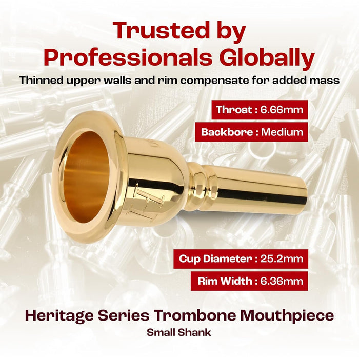 Denis Wick Heritage Trombone Mouthpiece Gold-Plated 3180G-5BS Small Shank